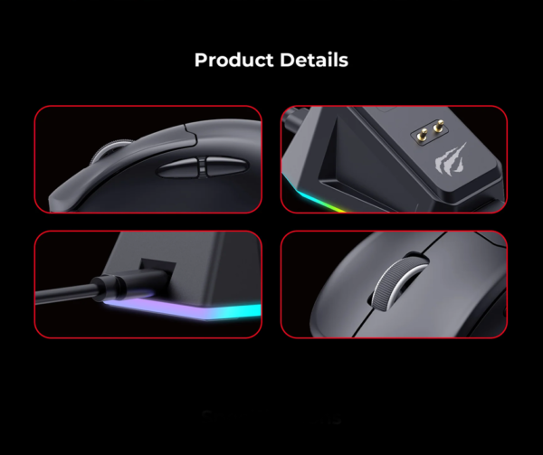 Wireless Gaming Mouse with RGB Charging Dock