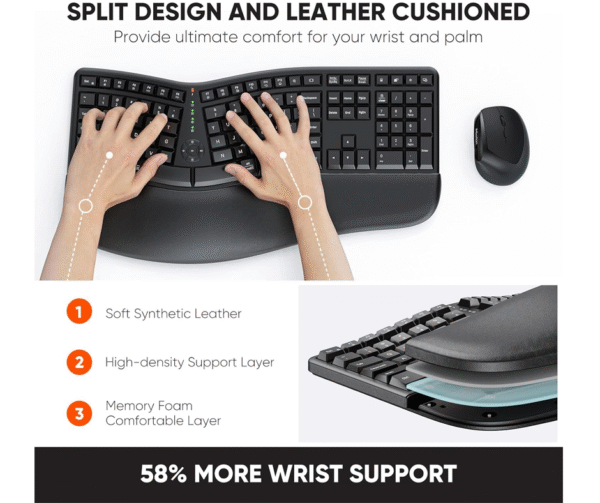 Ergonomic Wireless Keyboard & Vertical Mouse Kombo