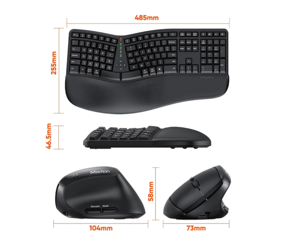 Ergonomic Wireless Keyboard & Vertical Mouse Kombo