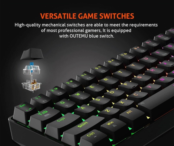 RGB Backlit Mini 61 Keys Wired Mechanical Keyboard MK005